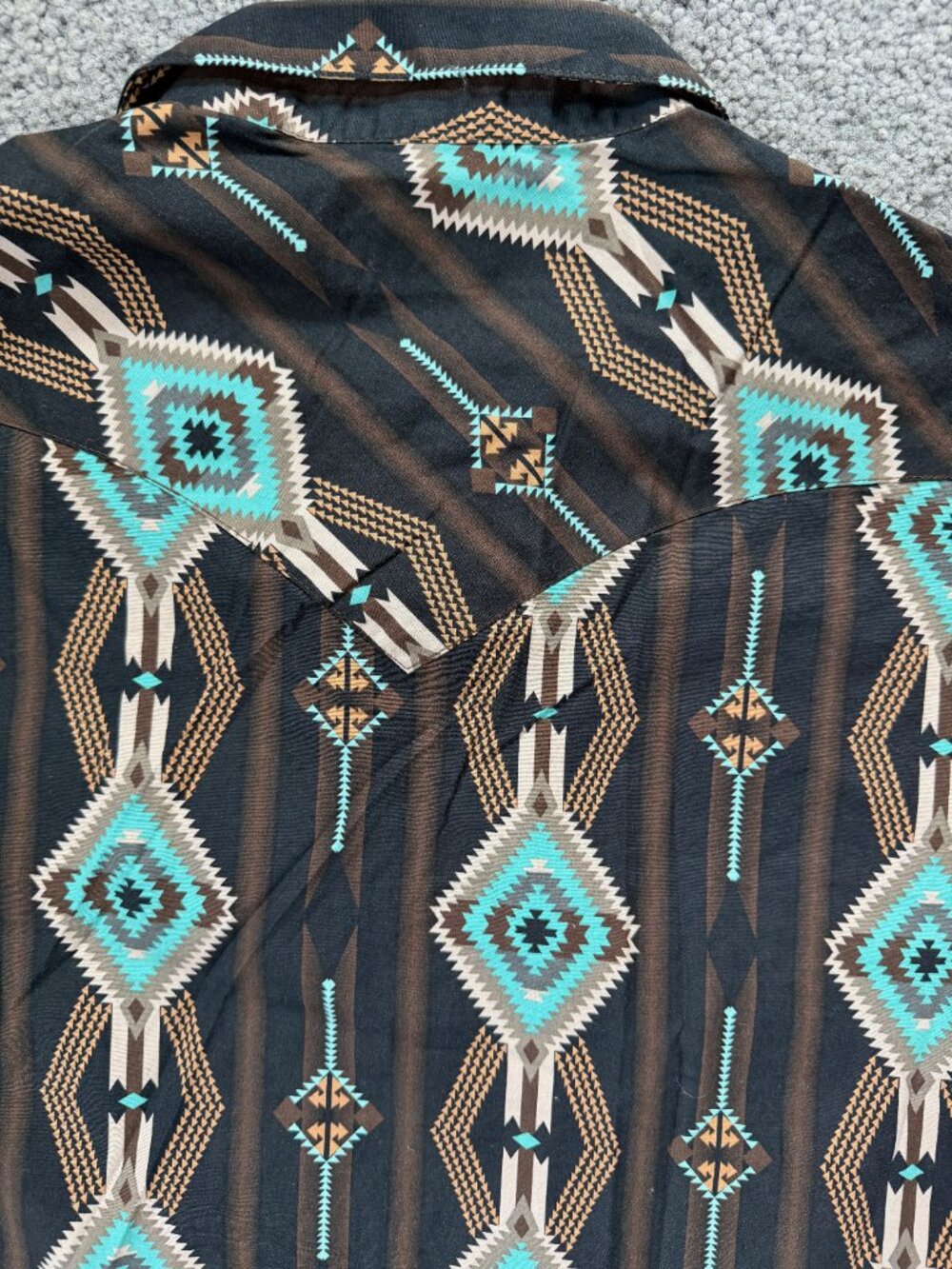 Rock & Roll Denim Aztec Western Pearl Snap Shirt XL Modern Fit Southwest Black - Picture 13 of 14